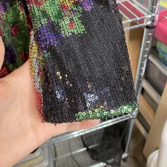 Express Y2K Women's Shimmery Floral Sequin Tunic Dress Size S Going Out Disco - Picture 9 of 11